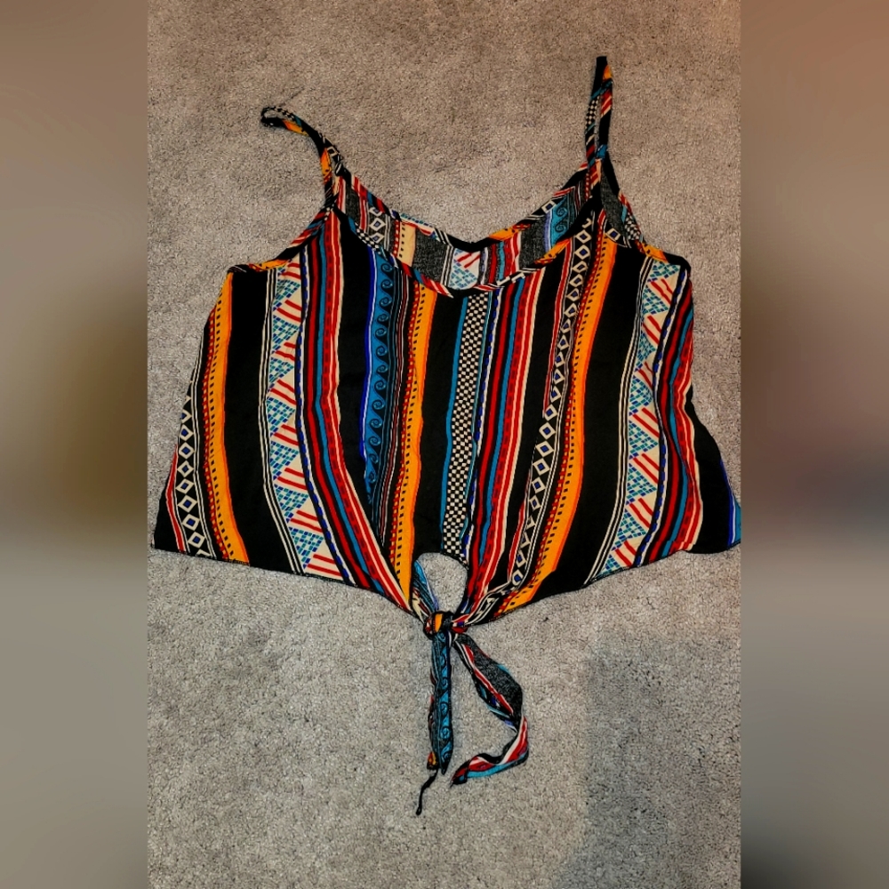 Striped Knot Hem Cami Top